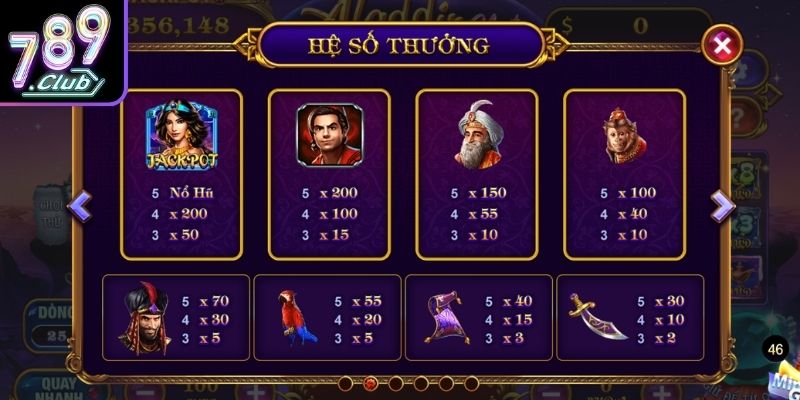 Aladdin Slots 789Club, Chinh Phục Thần Đèn Đầy Kịch Tính 2 Nguyên tắc trả thưởng