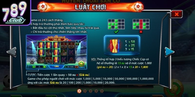 Huyền Thoại Sân Cỏ 789Club – Game Slot Bóng Đá Đỉnh Cao 2 Tích lũy hũ thưởng Huyền Thoại Sân Cỏ liên tục